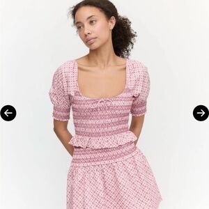 NWOT Hill House Madeline Nap Top & Delphine Skirt Small Rose Circular Lattice